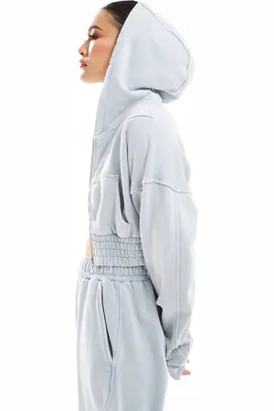 Murci Cropped hoodie co-ord in sky