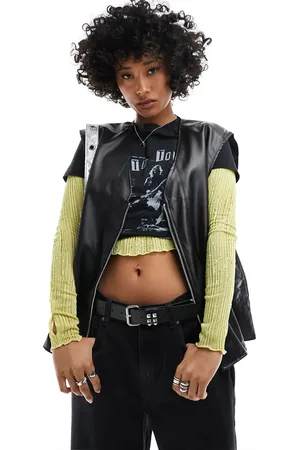 Noisy May Oversized faux leather gilet in