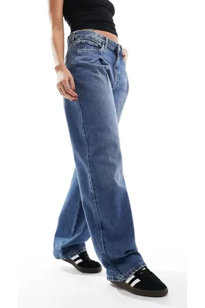 MANGO Straight leg jeans with pintuck detail in