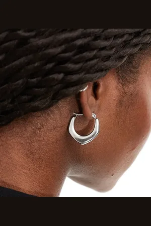 LOST SOULS Stainless steel geo hoop earrings in
