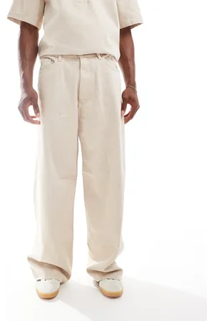 Weekday Astro heavyweight linen trousers in beige