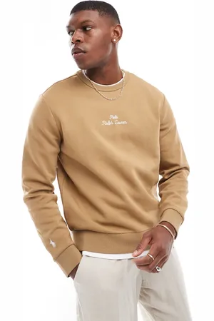 Ralph Lauren Central script logo double knit sweatshirt in tan