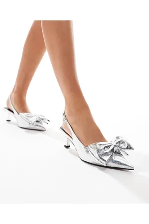 ASOS Secret bow slingback kitten heeled shoes in