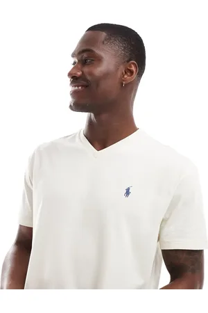 Ralph Lauren Icon logo v-neck t-shirt classic oversized fit in cream