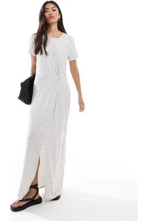 VERO MODA Knot front maxi dress in with black stripes