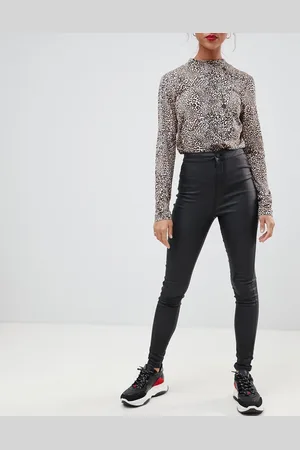 Noisy May Coated skinny jeans in