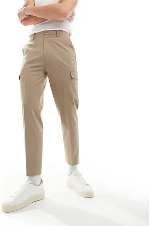 ASOS Smart tapered trouser with cargo pockets in stone