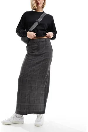 VERO MODA Maxi column skirt in check