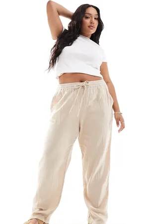ONLY Cheesecloth wide leg trouser in beige