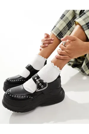Lamoda Sunny Side chunky creepers with heart buckle in