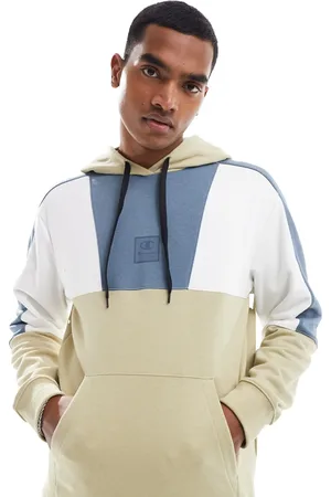 Champion Colourblock hoodie in beige and grey
