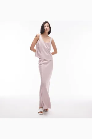 Topshop Co-ord bias maxi skirt with knicker trim detail in rose