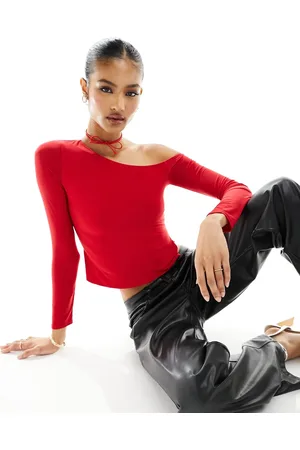 Fashionkilla Slinky off shoulder top with neck tie in