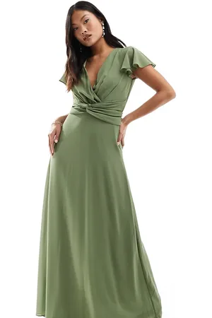 TFNC Bridesmaid wrap front maxi dress in dark