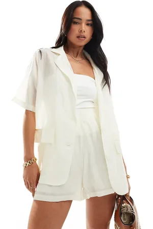Sixth June Co-ord linen short sleeve blazer in