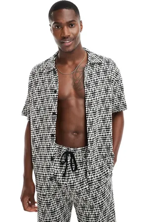 Bershka Textured jaquard co-ord shirt in