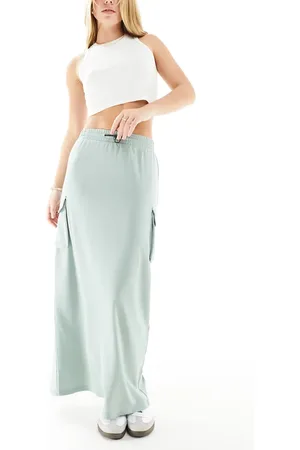 JDY Cargo pocket maxi skirt in sage green