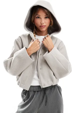 ASOS Formal cropped jacket with hood in oatmeal