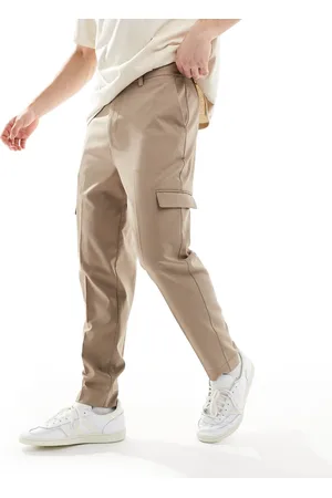 ASOS Smart tapered trouser with cargo pockets in stone