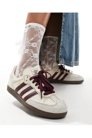 adidas Samba trainers in cream and maroon