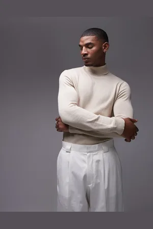 Topman Essential roll neck in beige