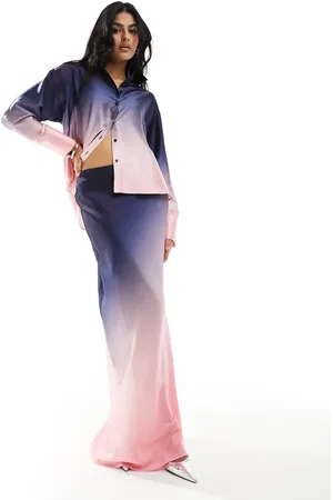 Style Cheat Satin maxi skirt in ombre effect co-ord