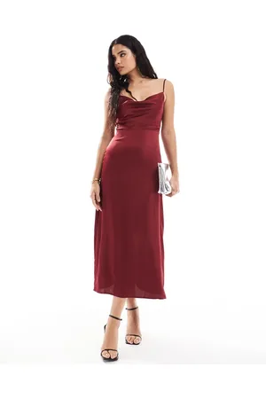 VILA Bridesmaid satin cowl neck cami maxi dress in
