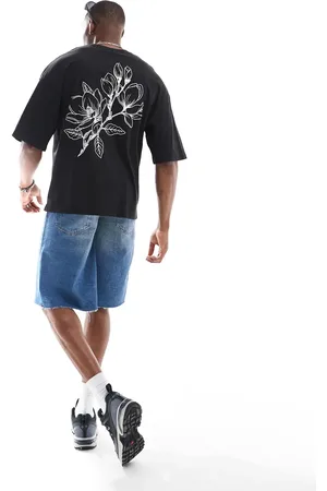 JACK & JONES Super oversized flower back print t-shirt in