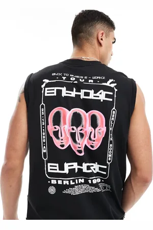 Only & Sons Oversized vest with euphoric back print in