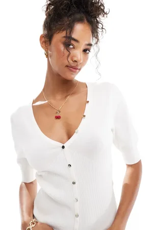 Morgan Knitted top with gold button detail in