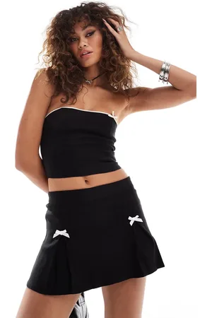 Motel Ropita bow detail pleated mini skirt co-ord in