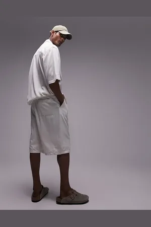 Topman Longline textured co-ord shorts in ecru