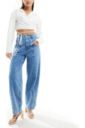 & OTHER STORIES High waist tapered barrel leg jeans in mid