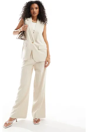 VERO MODA Elasticated waist wide leg trouser in co-ord cream