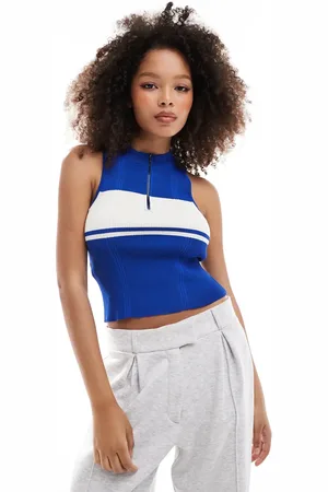 MANGO Half zip sleeveless jumper in and white