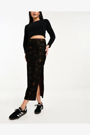 Free People Velvet burnout midi skirt in