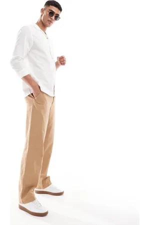 ASOS Relaxed linen chino trousers in