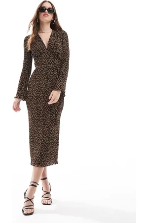 Never Fully Dressed Plisse midaxi dress in leopard print