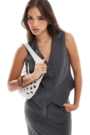 Pieces® Tailored waistcoat co-ord in magnet