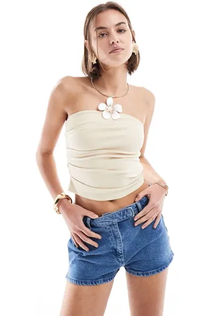 Pimkie Ruched bandeau top in beige