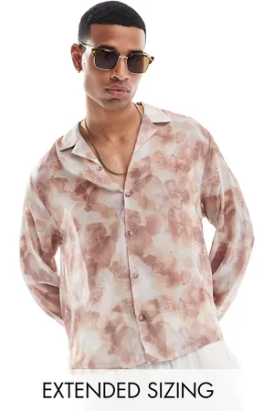 ASOS Boxy relaxed revere shirt with photographic floral print in