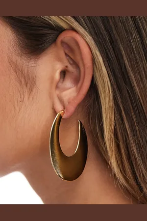 MANGO Drop hammered circle earrings in
