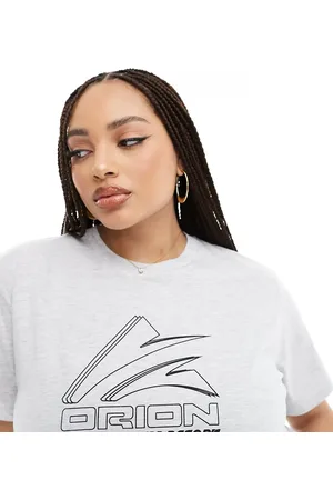 ASOS ASOS DESIGN Curve regular fit t-shirt with sports graphic logo in ice marl