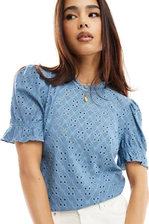 VILA Broderie jersey t-shirt in