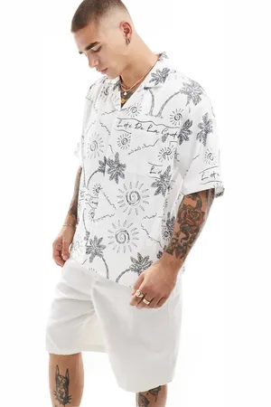 The Couture Club Palm print embroidery shirt in