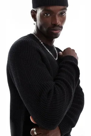 ADPT. Oversized fisherman rib crew neck jumper in