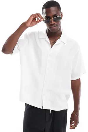 Bershka Premium satin shirt in ecru