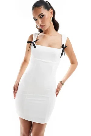 Kaiia Contrast bow detail mini dress in