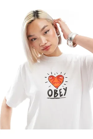 Obey Heart graphic short sleeve t-shirt in
