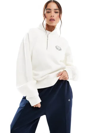 4th & Reckless Hart half zip lounge sweatshirt in cream